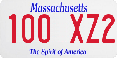 MA license plate 100XZ2