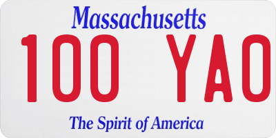 MA license plate 100YA0