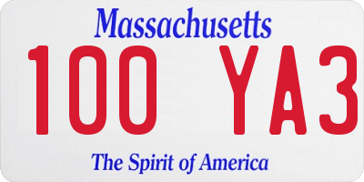 MA license plate 100YA3