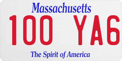 MA license plate 100YA6