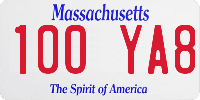 MA license plate 100YA8