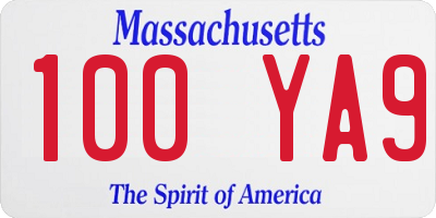MA license plate 100YA9