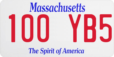 MA license plate 100YB5