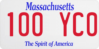 MA license plate 100YC0