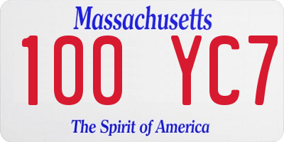 MA license plate 100YC7