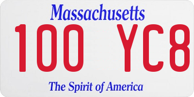 MA license plate 100YC8