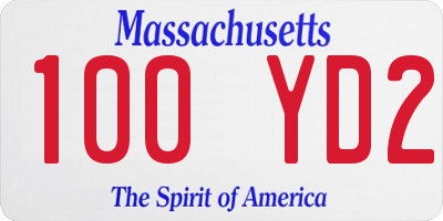 MA license plate 100YD2