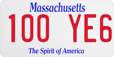 MA license plate 100YE6