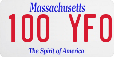 MA license plate 100YF0