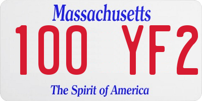 MA license plate 100YF2