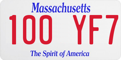 MA license plate 100YF7