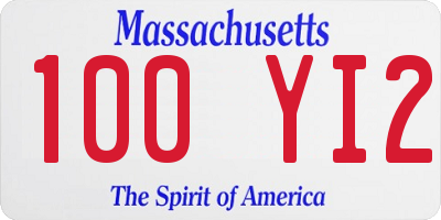 MA license plate 100YI2