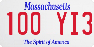 MA license plate 100YI3