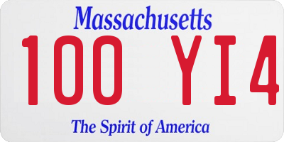 MA license plate 100YI4