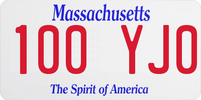 MA license plate 100YJ0