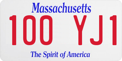 MA license plate 100YJ1