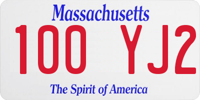 MA license plate 100YJ2