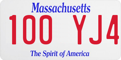 MA license plate 100YJ4