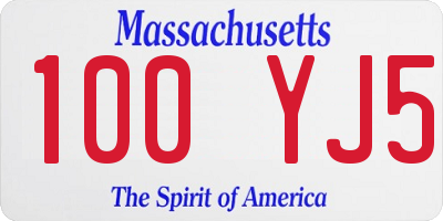 MA license plate 100YJ5