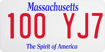 MA license plate 100YJ7