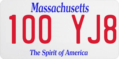 MA license plate 100YJ8