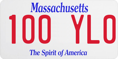 MA license plate 100YL0