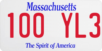 MA license plate 100YL3