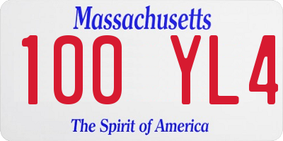 MA license plate 100YL4