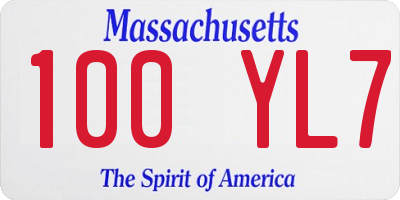 MA license plate 100YL7