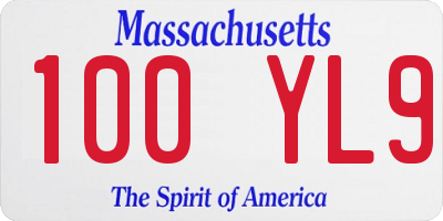 MA license plate 100YL9