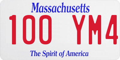 MA license plate 100YM4