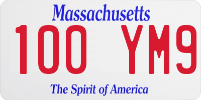 MA license plate 100YM9