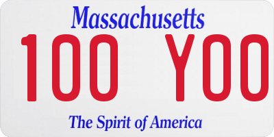 MA license plate 100YO0