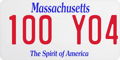 MA license plate 100YO4