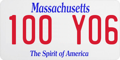 MA license plate 100YO6