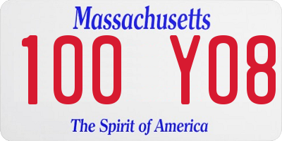 MA license plate 100YO8