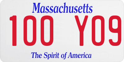 MA license plate 100YO9