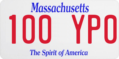 MA license plate 100YP0