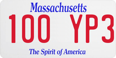 MA license plate 100YP3