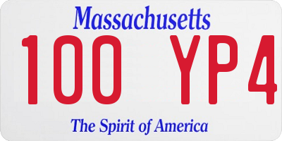 MA license plate 100YP4