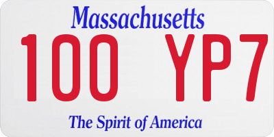 MA license plate 100YP7