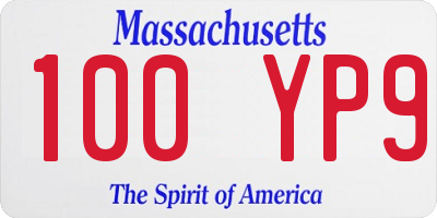 MA license plate 100YP9