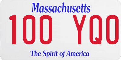 MA license plate 100YQ0