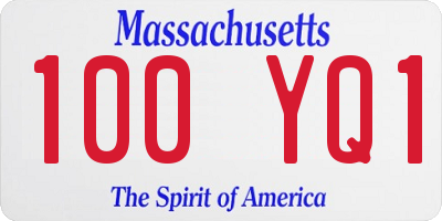 MA license plate 100YQ1