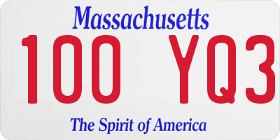 MA license plate 100YQ3