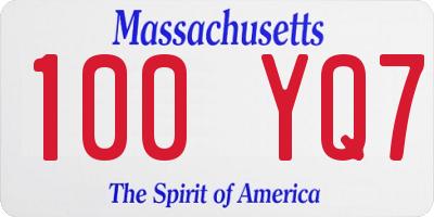 MA license plate 100YQ7