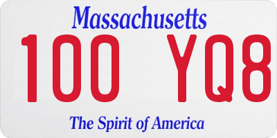 MA license plate 100YQ8