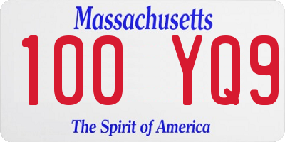 MA license plate 100YQ9