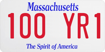 MA license plate 100YR1