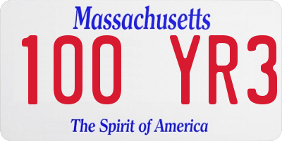 MA license plate 100YR3